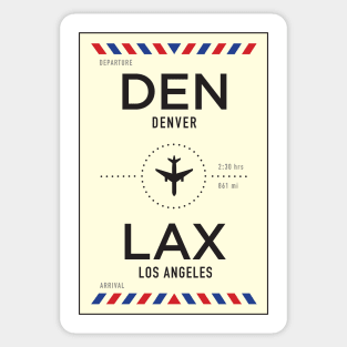 DEN to LAX Airport / Denver to Los Angeles Sticker